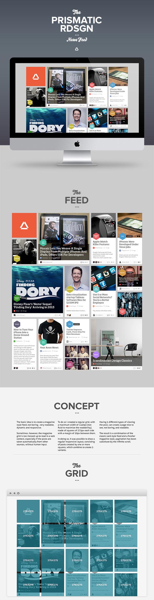 Prismatic - Web Design Concept for News Feed