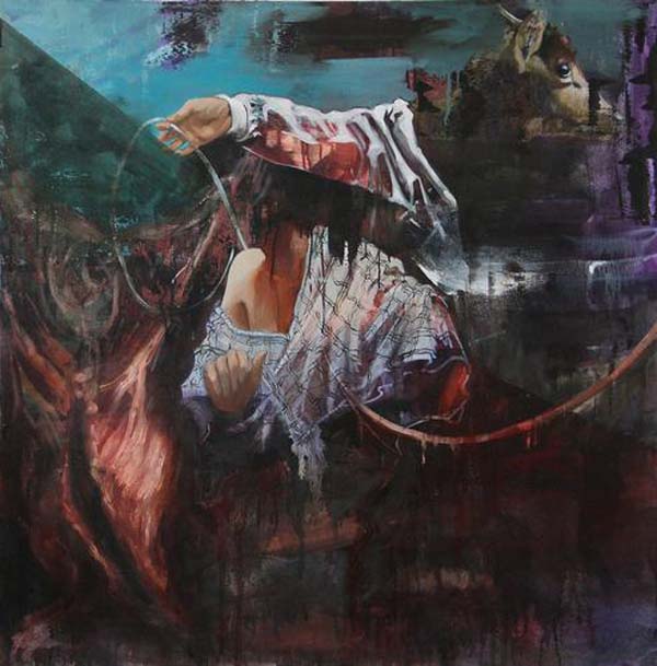 Sleepwalkers, acrylic and oil on canvas by Lorella Paleni