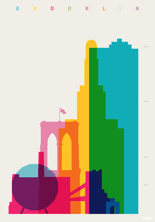 Brooklyn - Shapes of Cities - Screenprint by Yoni Alter