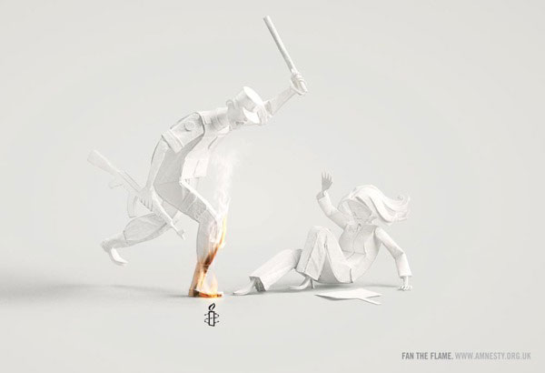 Fan the Flame - Paper Sculptures for Amnesty International Campaign by People Too