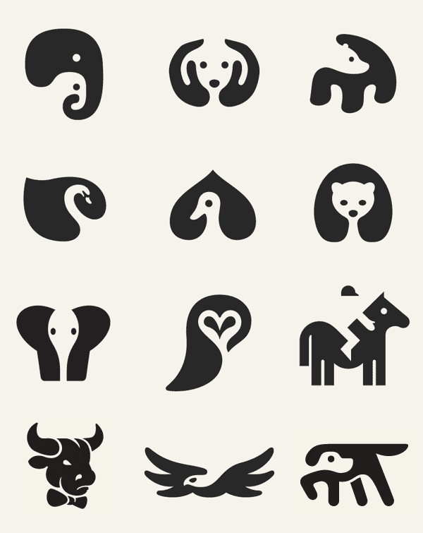 Graphic Negative Space Animal Icons by George Bokhua