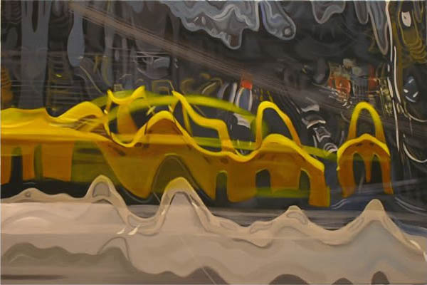 Taxi - Distorted Urban Oil Painting by Erik Nieminen