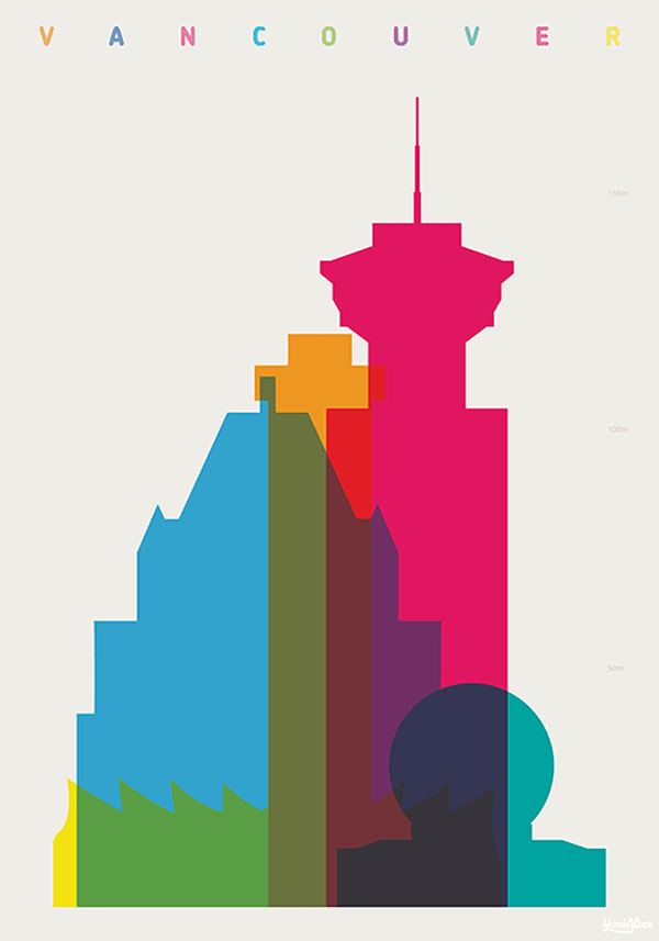 Vancouver - Shapes of Cities - Screenprint by Yoni Alter