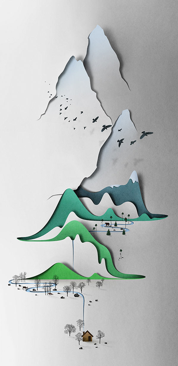 Vertical Landscape - Papercut Illustration by Eiko Ojala