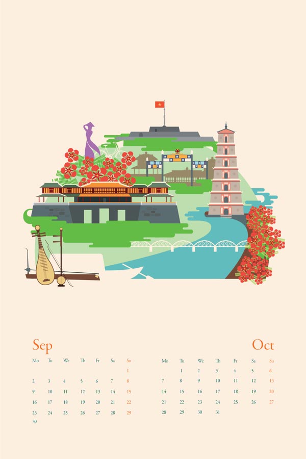 Vietnam Calendar City Illustration by Tu Bui