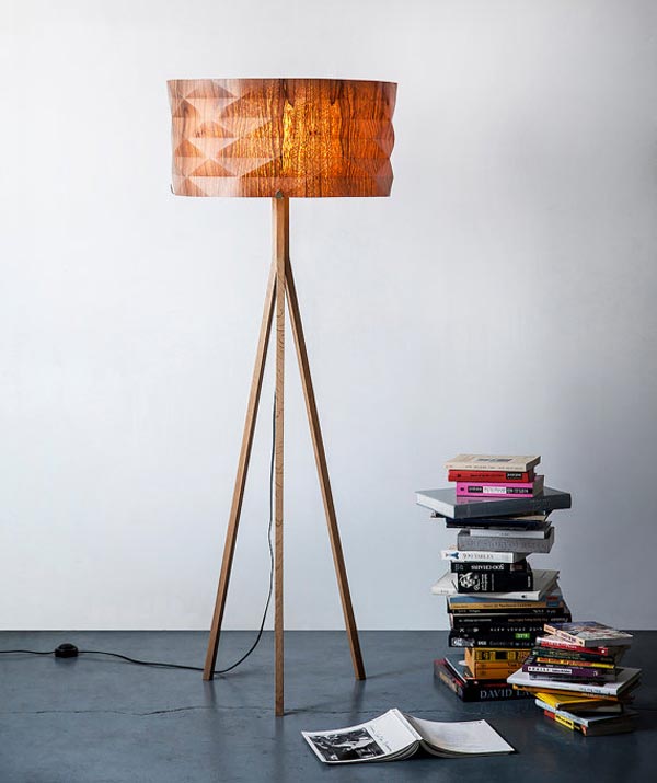 handmade veneer lighting - floor lamp by Ariel Zuckerman