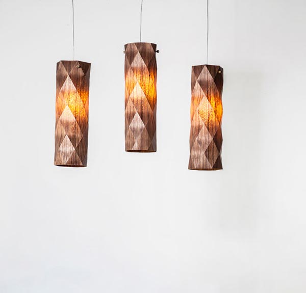 handmade veneer lighting - pendant lamps by Ariel Zuckerman