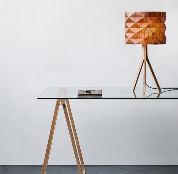 handmade veneer lighting - table lamp by Ariel Zuckerman