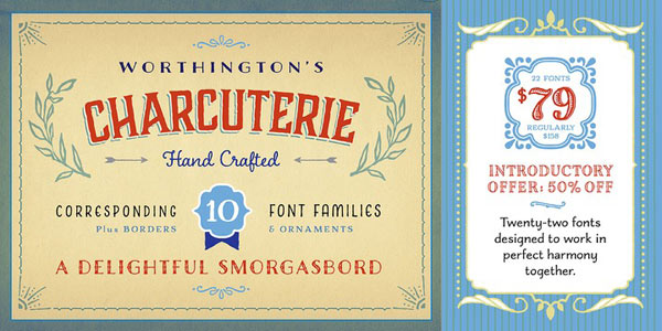 Charcuterie - hand drawn vintage font family by Laura Worthington
