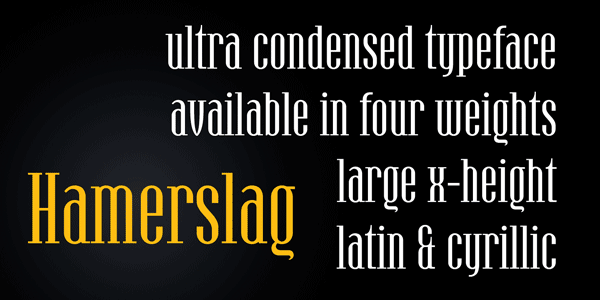 Hamerslag - ultra condensed serif font family by Paweł Burgiel