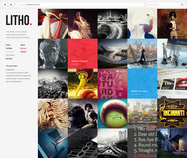 Litho grid-based fullscreen portfolio WordPress theme by Prothemeus