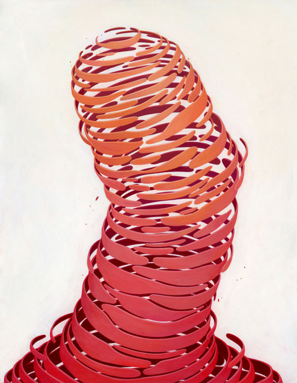 Ribbons - acrylic on paper artwork by Brendan Monroe