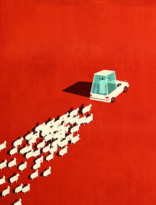 The New Pope - Editorial Illustration by Emiliano Ponzi