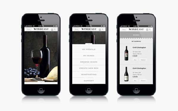 Winecast - Mobile User Interface by Anagrama