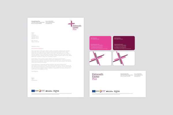 Falmouth Exeter Plus - stationery design by Believe in