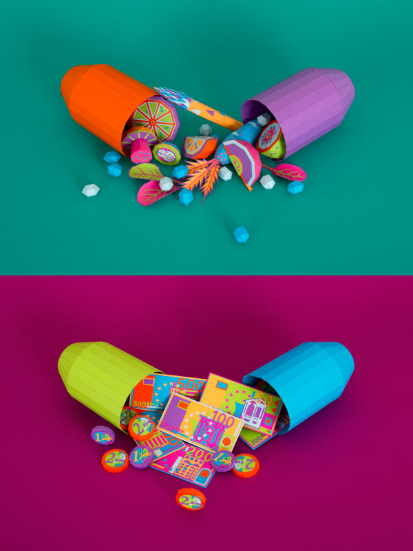 Vitamins & Placebo - Paper Sculptures by Zim&Zou for DER SPIEGEL