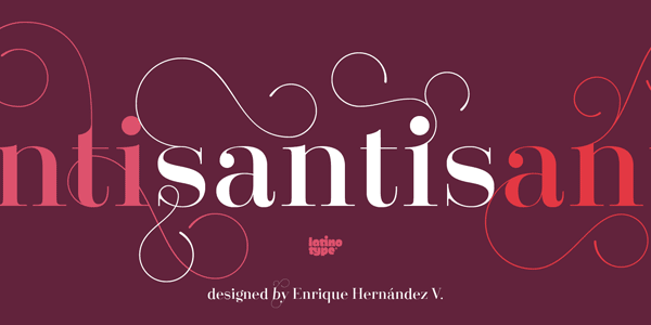 Santis decorative font family by Latinotype