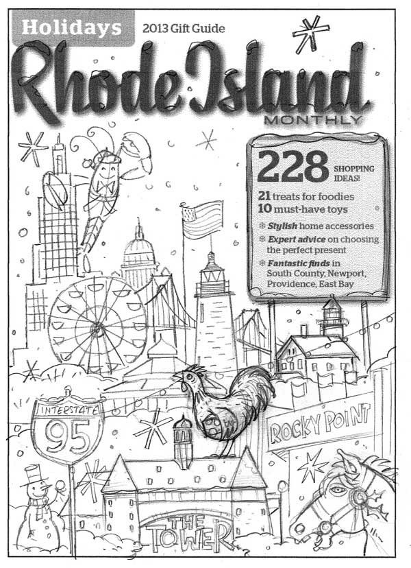 The Rhode Island Monthly - Holidays Cover Pencil Drawing by Steve Simpson
