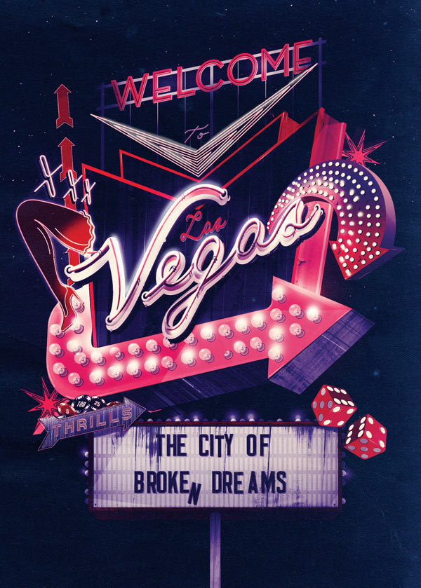 Las Vegas - Neon Typography Illustration by ILOVEDUST