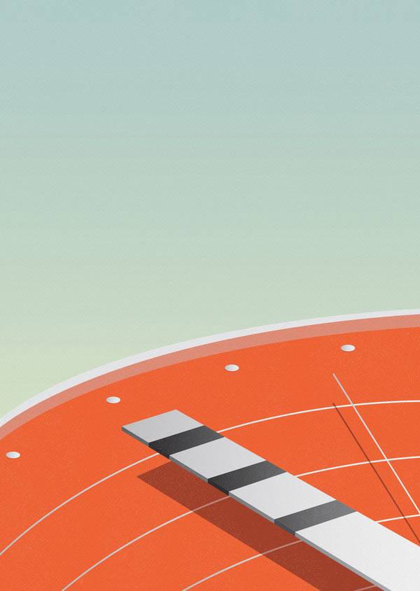 Race against time - Minimalist Illustration by Ray Oranges