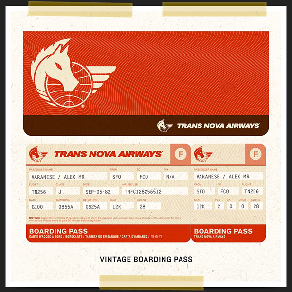 Trans Nova Airways - Boarding Pass - Vintage