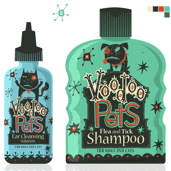 Voodoo Pets Shampoo mk1 - Illustrations by Steve Simpson