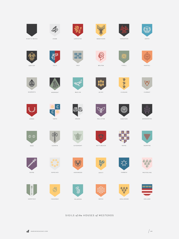 Sigils of the Houses of Westeros poster by Darrin Crescenzi