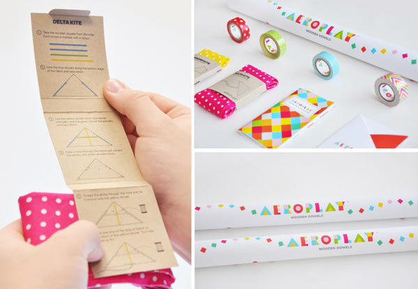 Aeroplay Kites - colorful do-it-yourself kite packaging by Lily Li