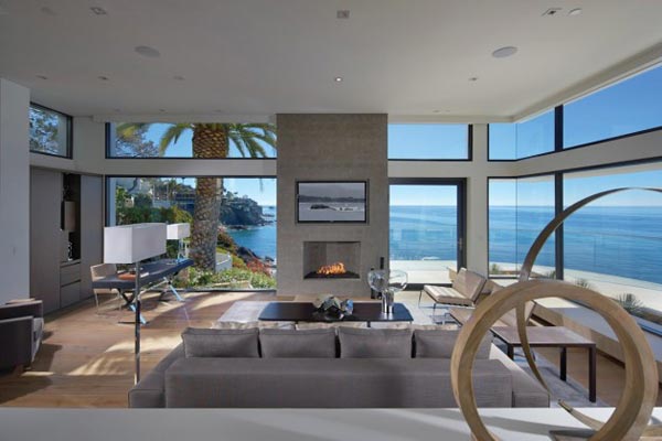 Living Room of the Rockledge Residence in Laguna Beach, California by Horst Architects and Aria Design
