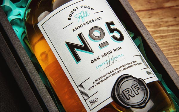 Robot Food's Fifth Anniversary - Oak Aged Rum, Limited Edition Packaging