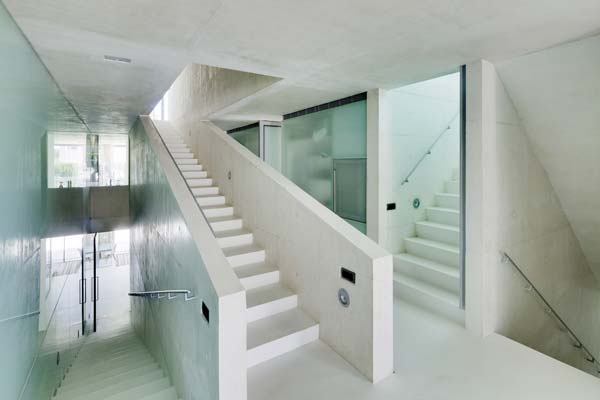 Staircase inside the Jellyfish House in Marbella, Spain by Wiel Arets Architects