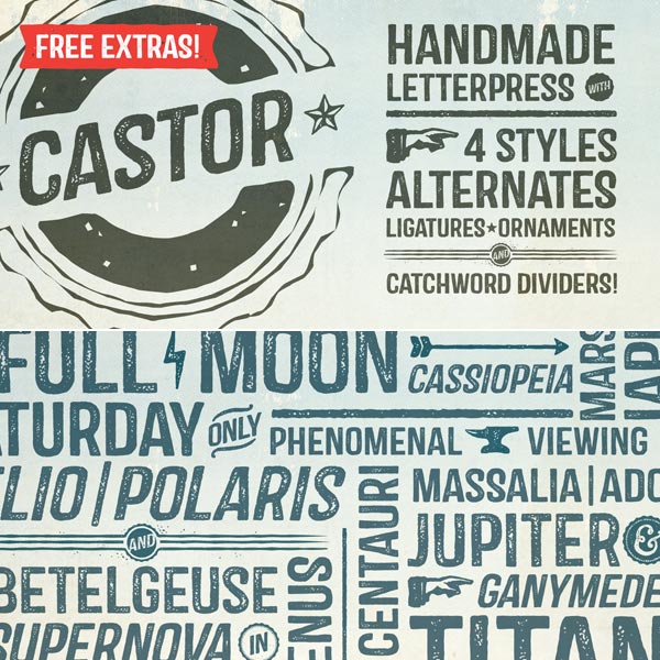Castor - handmade letterpress typeface design from Albatross