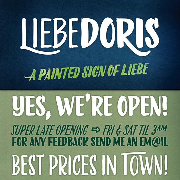 LiebeDoris - Painted Sign Font Family by Ulrike Wilhelm