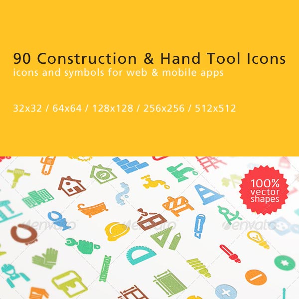90 Construction and Hand Tool Icons