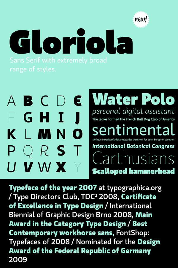 Gloriola - Sans Serif Font Family from Suitcase Type Foundry
