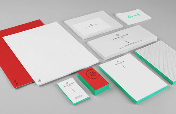 Happy Collections - A very clean and modern stationery design.