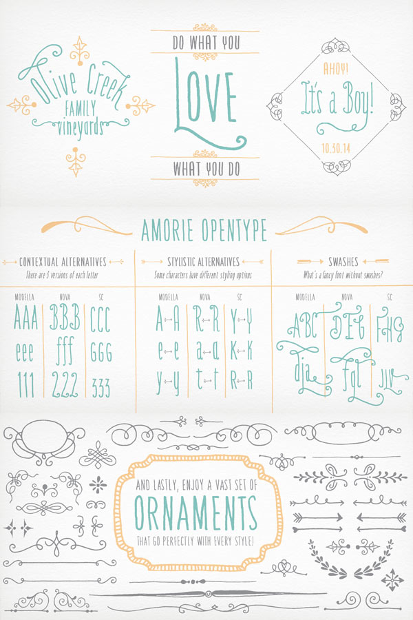 Amorie - OpenType Features and Ornaments