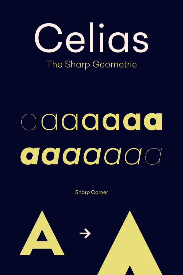 Celias geometric font family from Type Dynamic