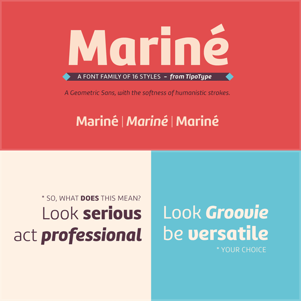Mariné - a sans font with the softness of humanistic strokes