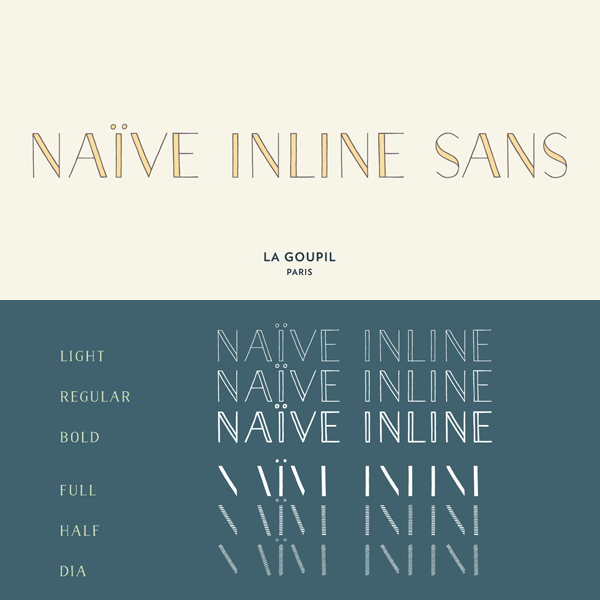 Naïve Inline Sans Font Family from La Goupil Paris