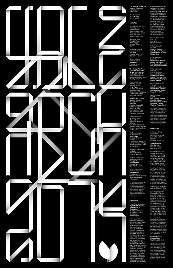 Yale School of Architecture spring 2014 lecture series - Typographic Poster by Jessica Svendsen