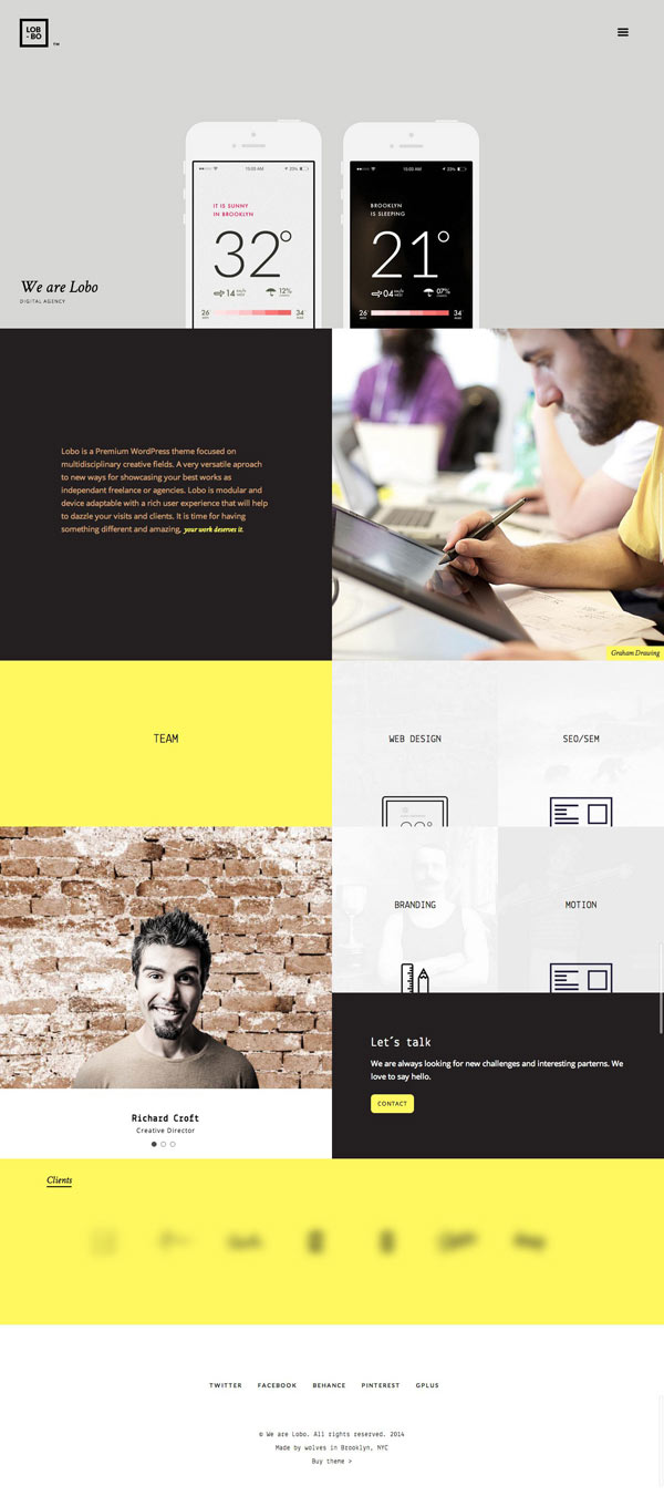 Lobo, a portfolio WordPress theme for freelancers and creative agencies.