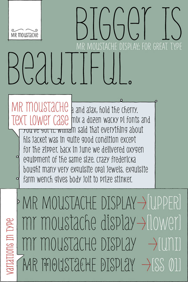 Mr Moustache - hand drawn font family