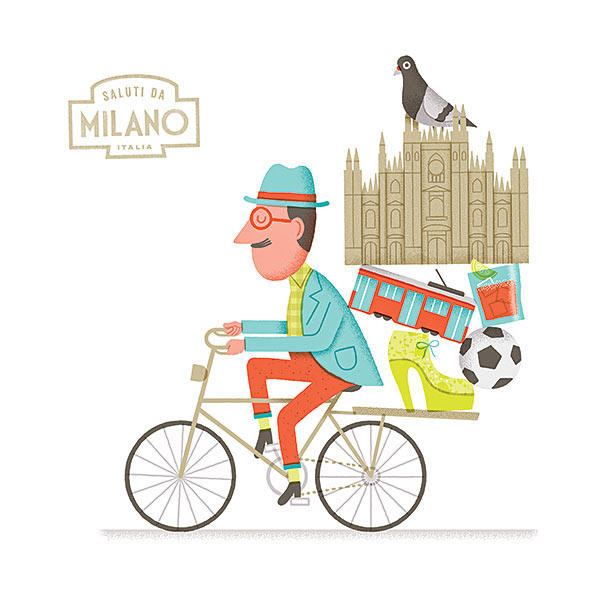 Biking in Milan - Funny Illustrations by Mauro Gatti