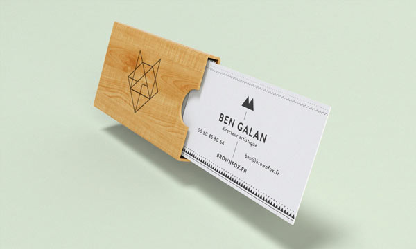 Brown Fox - business card and wooden case