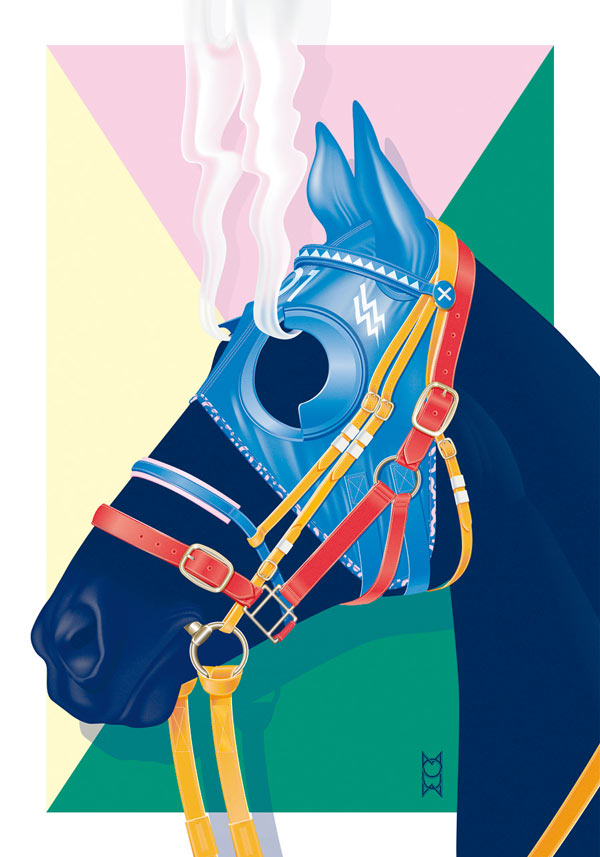 "Hard Race, Steaming Horse" - graphic artwork by Vicente García Morillo for SOIRÉE GRAPHIQUE No. 6