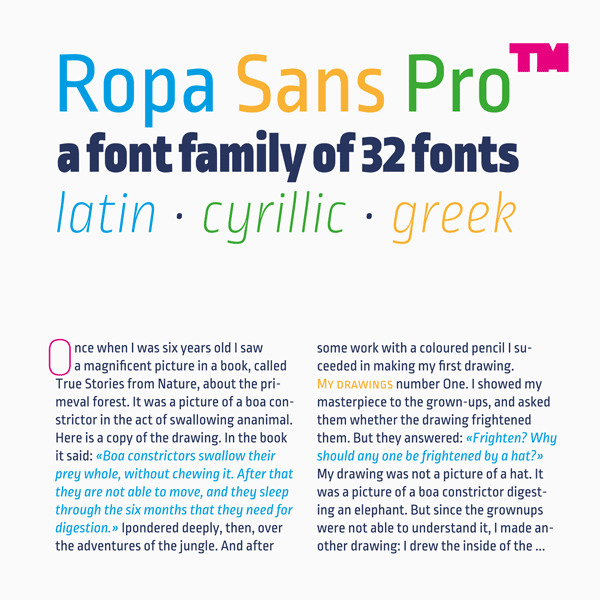 Ropa Sans Pro font family from Lettersoup