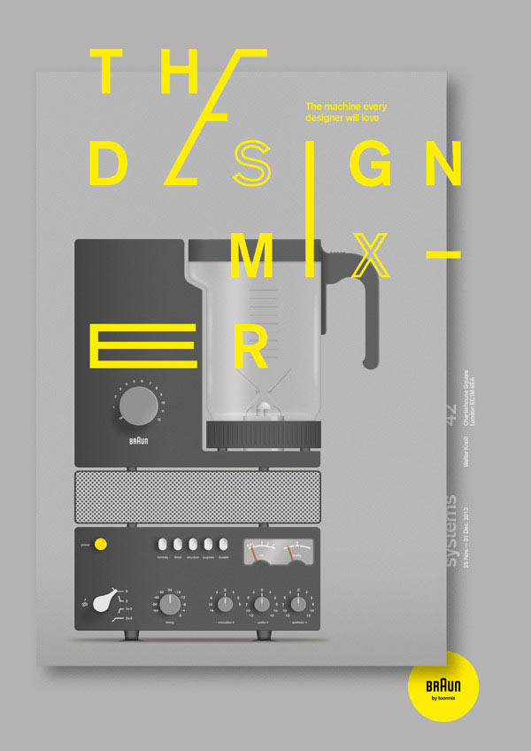 Braun Systems poster design by Barcelona-based design studio Toormix for the Braun systems exhibition curated by das programm.