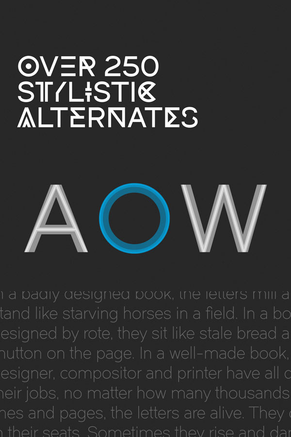 DUAL is a font by typeface designer Charles Daoud with over 250 stylistic altrnatives.