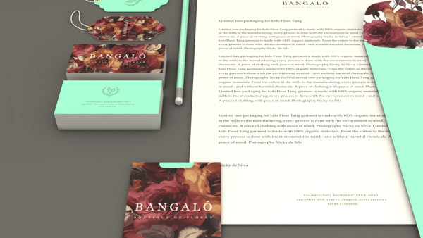 Bangalô - flower shop branding - business cards and stationery set.